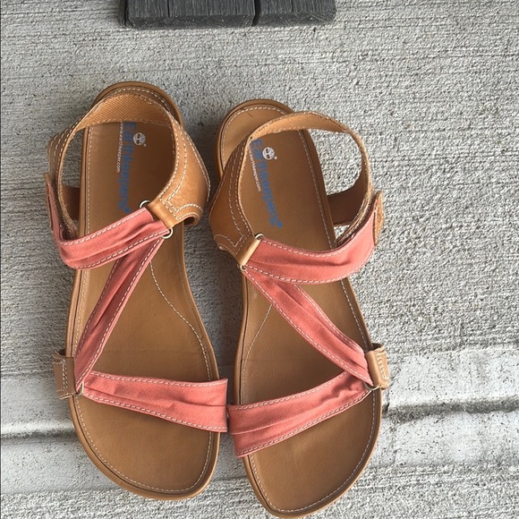 Timberland Earth Keeper Women's Sandals in Coral and Tan - Picture 2 of 9